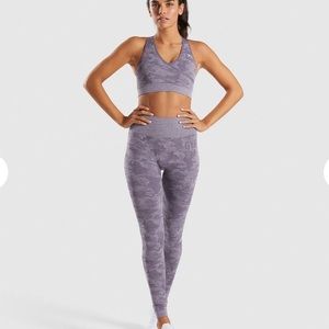 Gymshark Seamless Camo workout Set lavender grey M